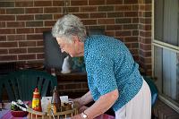  Grandma Hocking bring out the food for our BBQ